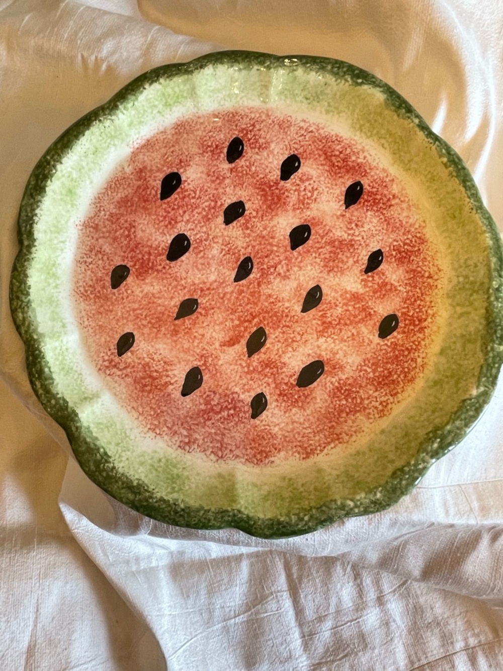 Watermelon Serving Set – Hand Painted Bowl & Plate – Summer Kitchen Decor - Picture 3 of 10